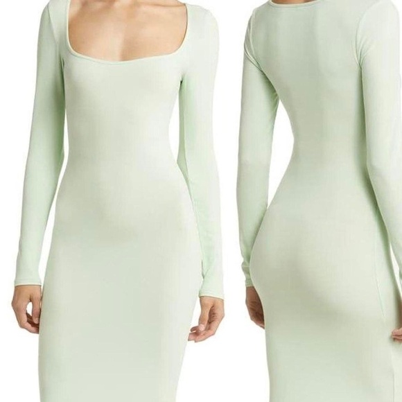 Skims Soft Lounge Long Sleeve Dress in Honeydew - Picture 3 of 3